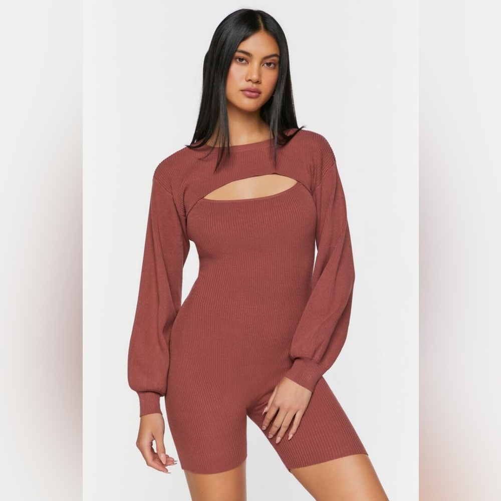 BNWT forever 21 bodysuit and shrug 2pc set